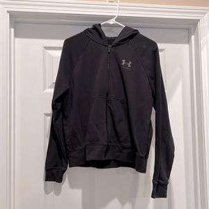 Under Armour, women’s black full-length zip-up hoodie